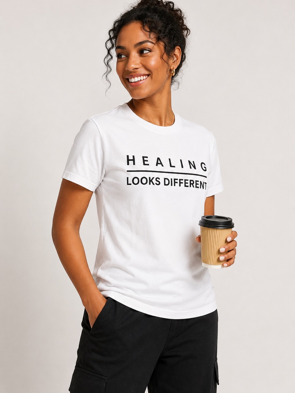 Healing Looks Different White Graphic Tee